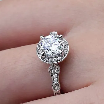 100% 925 Sterlingas Sidabro Žiedai, pirštas Anillos Mujer Fine Jewelry Inlay 2 Karatų Deimantų Vestuvinis vestuvinį Žiedą, Moterims