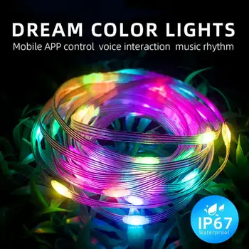 10m Tuya Smart LED String Žibintai Šokių Muzikos Sinchronizavimo Dreamcolor Pasakų Lempos Girliandą Lauko Namuose Kalėdų Dekoro Apšvietimas