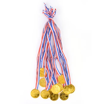 12pcs Vaikams, Vaikų Aukso Plastiko Nugalėtojų Medaliai Sporto Dieną Šalies Maišelį Apdovanojimų Žaislai Vaikams Šalies Įdomus Foto Rekvizitai