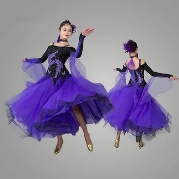 2016 m. standartinių šokių suknelė sportinių šokių konkursas suknelės valsas suknelė, kostiumas danse 4 spalvų flamenko