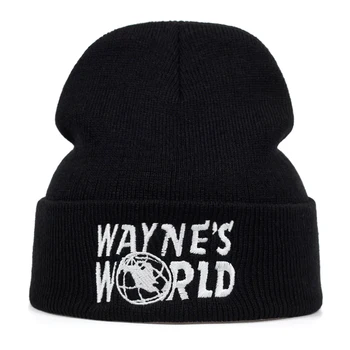 2019 nauja Juoda Wayne ' s World Skrybėlę Kostiumas Waynes Pasaulio Vyrų Moterų Mados Hip-hop Skullies Skrybėlę