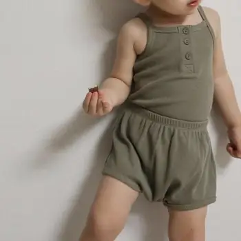2023 Vasaros Vaikų Pižama Rinkiniai Berniukų Skm-Topai, Šortai Korėjos Stiliaus Kūdikių Medvilnės Sleepwear Muslino Drabužius Homewear Pižama