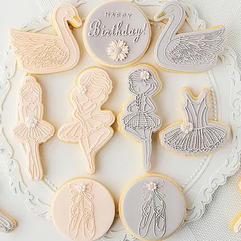 3D Baleto Mergina Baltoji Gulbė Sausainių Įspaudas Pelėsių silikono Cookie Cutter 