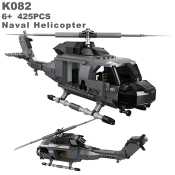 425 vnt Lėktuvo karinio jūrų Laivyno Sraigtasparnis Modelį, Statyba Blokai Nustatyti Vaikų Žaislai Gimtadienio Dovana Berniukai Plytų 6+ metų amžiaus K082