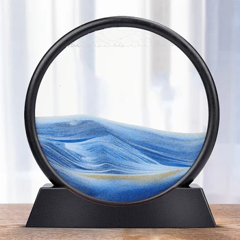 5 Colių Judančios Smėlio paveiksl Turas Stiklo 3D smėlio laikrodis gamtinio Kraštovaizdžio Smėlio Meno Rėmo Kūrybos Išskleisti vidaus apdaila