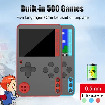 500 Žaidimų Nešiojamą Žaidimų Konsolę MINI Nešiojamieji Retro Konsolės Ultra-plonas Kortų Žaidimas Anksto Žaidėjų Berniukas 8 Built-Gameboy 2.4 Colių