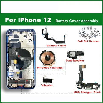 5vnt iPhone 7 8 Plus X XS MAX XR 11 12 PRO MAX Baterija, galinis Dangtelis, Vidurinis Atveju, SIM Kortelės Dėklas, Šoninis Mygtukas Surinkimas, Minkštas Ca