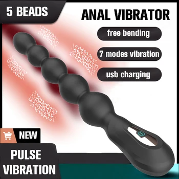 7 Rūšių Silikono Analinis Granulės Vibratorius Impulsas Smūgio Vibraciją Butt Plug Išangę Kamuolius Suaugusiųjų Sekso Žaislas Gėjus Prosate Massager Sekso Parduotuvė