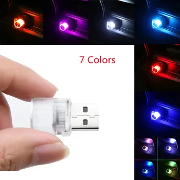 Automobilių Mini USB LED Šviesos Atmosfera Dekoratyvinių Lempų Šalis, Aplinkos Modeliavimo Automobilių PortablePlug Žaisti Auto Interjero Led