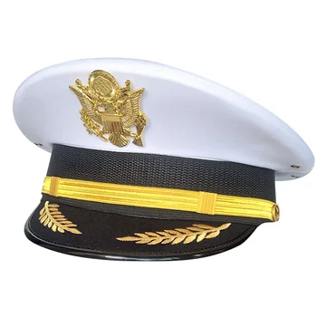 Balta Kapitonas Sailor Bžūp Vyrų Armijos Karinės Įrangos Priedai Erelis Ženklelis Etape Platus Kraštų Skrybėlę Cosplay JAV karinio jūrų Laivyno Jūrų Kepurės
