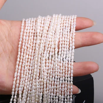 Balta Perlų Karoliukus, Ryžių Formos Natūralių Gėlavandenių Perlų Moterų Papuošalai Priėmimo 