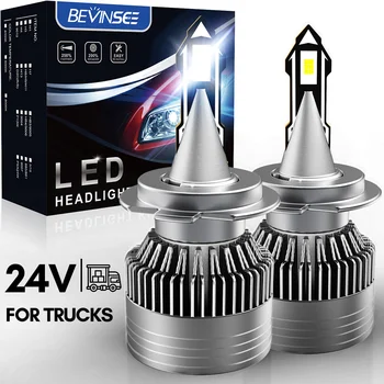 Bevinsee H7 24V Sunkvežimių LED Žibintai H4, H11 Automobilio LED Lemputės H1 H8, H9 9005 HB3 9006 HB4 Žibintai Transporto priemonių 6500K Auto Žibintai