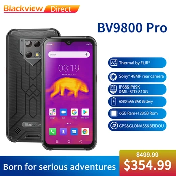 Blackview BV9800 Pro Pirmojo Pasaulinio Terminio vaizdo Išmanųjį telefoną Gel P70 Android 9.0 6GB+128GB Vandeniui 6580mAh Mobilusis Telefonas