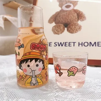 Chibi Maruko-Chan Stiklo Puodelis Karšto Vandens Virdulys Gerti Vieną Animacinių Filmų Gražių Gėlių Taurės Office Studentų Japonų Stiliaus