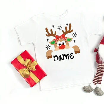 Custom Elnias Vaikams Kalėdų Pavadinimas T Marškiniai, Vaikiški Drabužiai Viršūnes Berniukų, Mergaičių Marškiniai Kalėdų Vakarėlį Kostiumai Broliai Ir Seserys Atitikimo T Marškinėliai