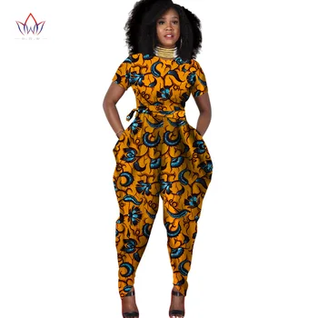 Darbo drabužiai Moteriški Jumpsuits 2021 Rompers Su Spausdinimo Trumpas rankovės Afrikos stiliaus Drabužių Dashiki ilgai Pants Plus Size WY856