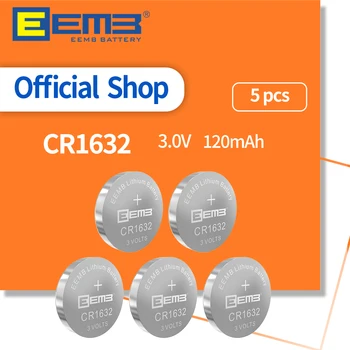 EEMB 5VNT 3V Mygtuką Cell Baterijos CR1632 120mAh Ličio Baterija neįkraunamų Elementų Baterijų Laikrodžių Automobilių Mygtuką nuotolinio valdymo pultai Žaislai
