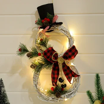Kalėdinė Dekoracija LED Žibintai, Sniego, Kalėdų Vainikas Rotango Ratas Kalėdų Dekoracijas namams Kalėdų Medžio Apdaila