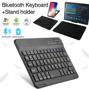 Klaviatūra, skirta Tablet Notebook Telefono Belaidžiu Bluetooth Mini Keyboard Įkraunama Klaviatūra + (Tablet PC/Mobiliojo Telefono Turėtojas