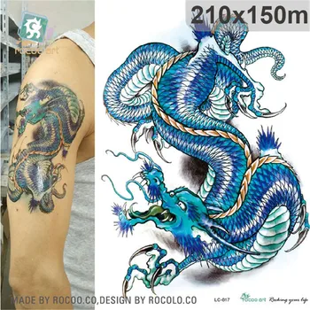Kūno Menas vandeniui laikina tatuiruotė popieriaus berniukas vyrai spalva valdinga Dragon rankos modelio didelės rankos 