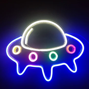 Kūrybos Erdvėlaivis LED Neon Light Ženklas, Miegamasis, Vaikų Kambarys Dekoro Užsakymą Raketų Erdvėlaivio Neoninis Ženklas Lempos Namo Sienos Kabo Dekoro
