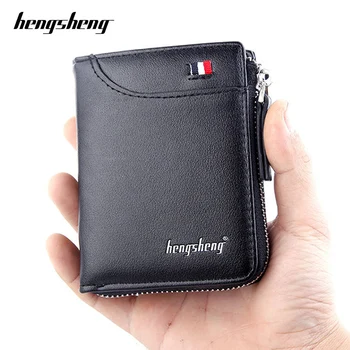 Mados mažų vyrų piniginės juoda trumpas užtrauktukas piniginės su moneta kišenėje Prekės minkštos Pu odos vyras kortelės turėtojas dizaineris vyrų pinigų maišas