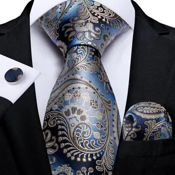 Mėlyna Šampano Paisley Dizainas Šilko Vestuvių Kaklaraištis Vyrams Handky Cufflink Dovana Mens Necktie Mados Verslo Grupė Dropship Hi-Lygiosios