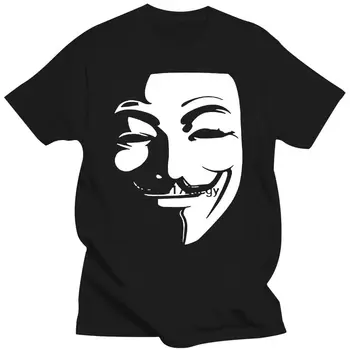 Naujas V for Vendetta T-Shirt Anonimas Guy Fawkes Kaukė Vyrų 100% Medvilnės T Shirts, O Kaklas Trumpas Rankovės Derliaus Viršūnes Vyrų Tees Tshirts