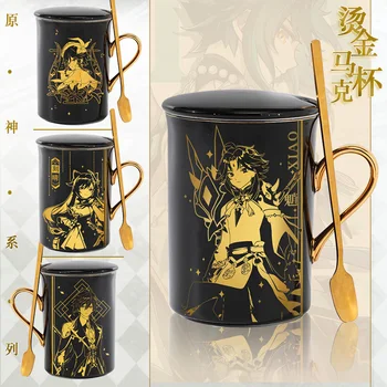 Naujas Žaidimas Genshin Poveikio Paimon Xiao Keqing Zhongli Keramikos Puodelis Puodelis Aukso Štampavimo Kavos Puodelis Vandens Puodelį Mados Dovana