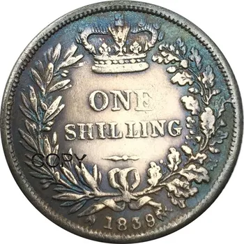Nesąlyginės Karalystės Produktų VICTORIA DEI GRATRIA BRITANNIAR Vienas Šilingas 1839 Žalvario, Sidabro Padengtą Kopijuoti Monetos Gali Priimti Užsakymą