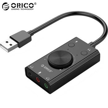 ORICO Išorinė USB Garso plokštė, Mikrofonas, Ausinės, Audio 3.5 mm Jack 3 Port Išvesties Adapteris Garsas Reguliuojamas 