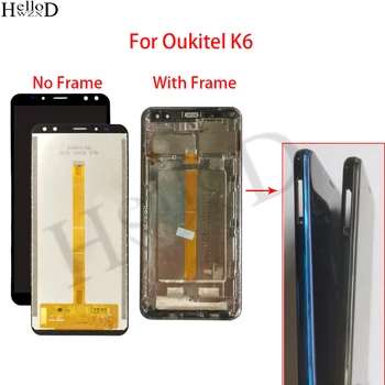 Originalios Naudotos LCD Ekranas OUKITEL K6 LCD Ekranas Jutiklinis Ekranas skaitmeninis keitiklis Su Rėmelį Full LCD Ekrano Pakeitimas Įrankiai