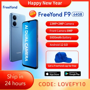 Pasaulinė Versija FreeYond F9 Išmanųjį telefoną 64GB HD+ Ekrano Octa Core 13MP Dual Camera 5000mAh 