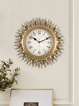 Prabanga Šiaurės Sieninis Laikrodis Retro Amerikos Kambarį Dervos Didelis Sieninis Laikrodis Silent Kūrybos Saulės Laikrodis Sieniniai Laikrodžiai, Namų Dekoro