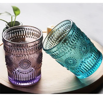 Premium Vintage Spalvos Stiklo Taurės Kūrybos Saulėgrąžų Modelio Vandens Stiklinės Aukštai Temperatūrai Atsparus Arbata, Sultys, Pienas, Kava, Puodelis