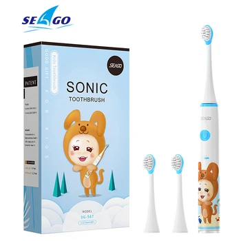 SEAGO Sonic Elektros dantų šepetėlį Atnaujintas Vaikas Saugos Automatinis dantų šepetėlį USB Įkrovimo su 2 vnt Pakeisti Plaštakoje Galvą SK3