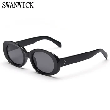 Swanwick ovalo poliarizuoti akiniai nuo saulės moterims storio rėmas vairavimo vyrams, aksesuarai, madingi saulės akiniai žalia ruda Žiemos karšto pardavimo