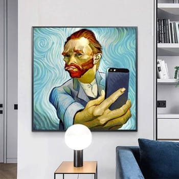 Van Gogh Selfie telefonu Nuotaikingi Drobės Paveikslai Abstraktūs Sienos Menas, Plakatų Ir grafikos Portretas Van Gogh Nuotraukas, Namų Dekoro