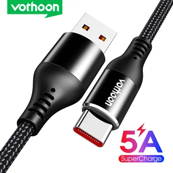 Vothoon 5A USB C Tipo Kabelis Huawei Mate 40 30 P50 Pro P40 30 Pro Apkrauna 40W Greito Įkrovimo Kroviklis USB C Kabelio Laidus