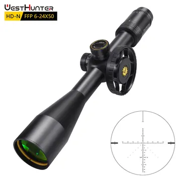 WESTHUNTER HD-N, 6-24x50 Riflescope Pirmas Židinio Plokštumos Medžioklės taikymo Sritis 1/8 ŽŪM Bokštelis Stiklo Išgraviruotas Tinklelis Lock Reset Optiniai Taikikliai