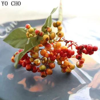 YO CHO 5vnt High-end Dirbtinių Augalų ekologiško Plastiko Netikrą Sultingi Kalėdų Vaisių Vyšnių Puokštė Namuose Kalėdos Dekoro 