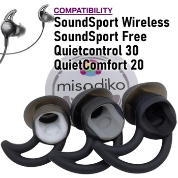 misodiko Silikono Ausinių Patarimai Pakeisti Bose SoundSport Belaidžio/ Laisva, Quietcontrol 30, QuietComfort 20 (Juoda, 2 Poros)