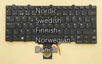 Šiaurės šalių-norvegijos, danijos, švedijos, suomijos Klaviatūra DELL Latitude 5250 E5250 E5270 7250 E7250 0H12XY 0WVFRG Apšvietimu