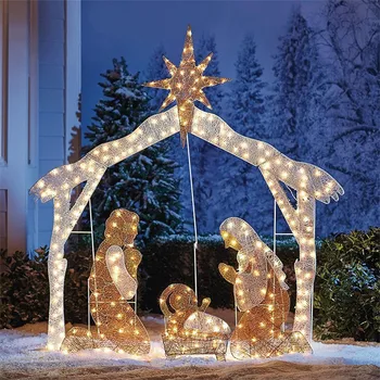 Šviesa-Iki kristaus Gimimo Scenos, Kalėdų Lauko Apdaila su LED Žibintai Akrilo Kieme Meno Kalėdų Atmospher Sodo Kiemo Vejos