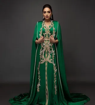 Šviesiai Žalia Maroko Caftans Vakaro Suknelės Siuvinėjimo Appliques Elegantiškas Ilgas Oficialų Suknelė Dubajus arabų elbise abiye Šalies Dres