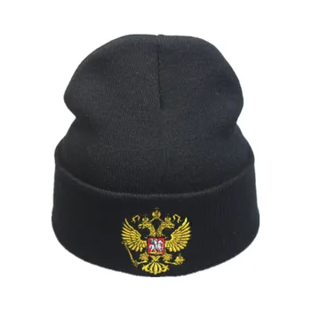 Žiemos Skrybėlę Prekės Ženklo Rusijos Herbas Megzti Beanie Kepurės Vyrams, Moterims Skullies Siuvinėjimo Akrilo Beanies Boo Bžūp